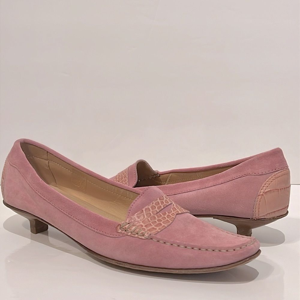Fieramosca & Co. Pink Suede/Leather Square Toe Kitten Heel Shoes Size 10